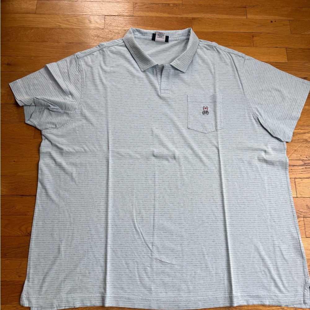 EUC LIKE NEW Psycho Bunny Blue/grey Polo Classic Knit Short Sleeve 4XL